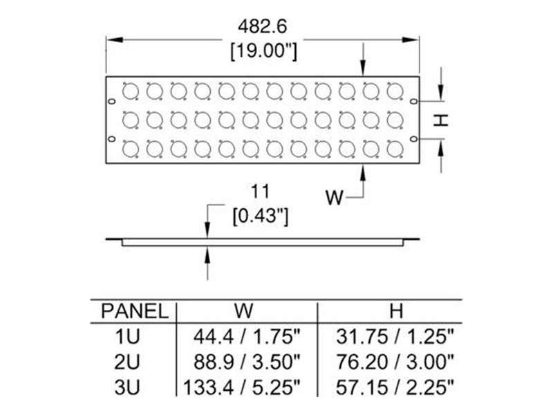 Penn Elcom R1269/1UK/12 - panel pro 12x konektor 1U | Rackové panely pre konektory - 03