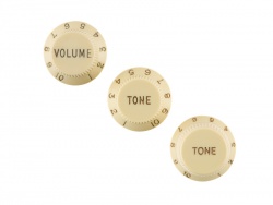 Fender Stratocaster Knobs, Aged White (Volume, Tone, Tone) Left-Handed | Potenciometre, knoby