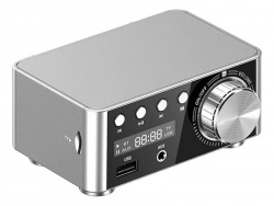 Zosilňovač 2.0 2x25W s AUX IN, Bluetooth, USB, SD - strieborný